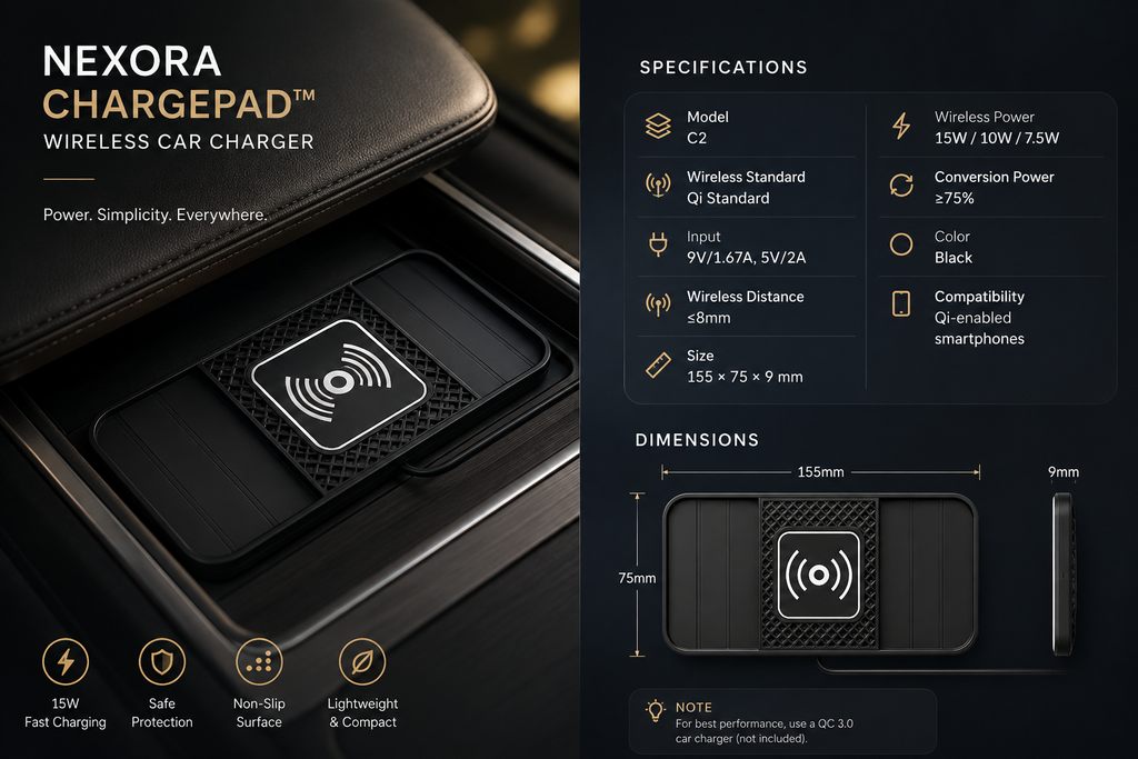 Nexora ChargePad™ – Wireless Car Charger
