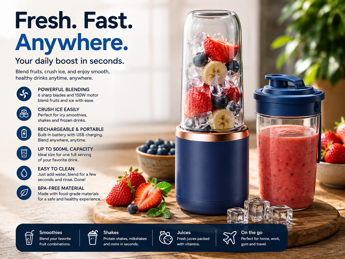 🥤 BlendGo Mini™– Portable Blender